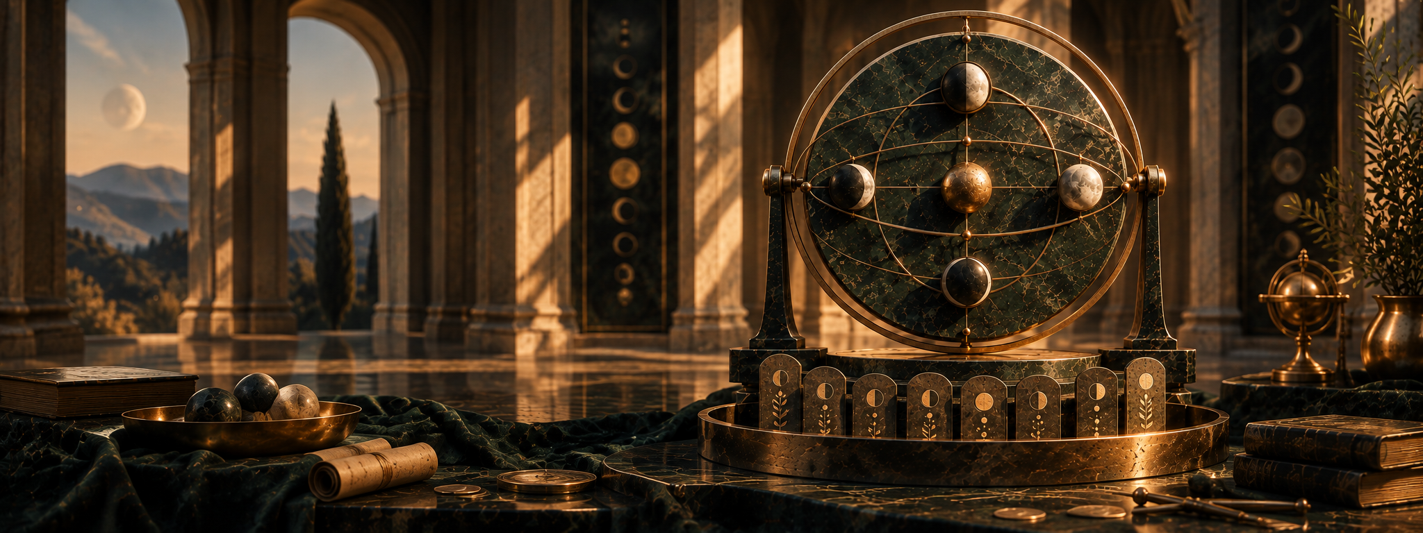 An astronomical observation instrument with lunar markers in an archival chamber