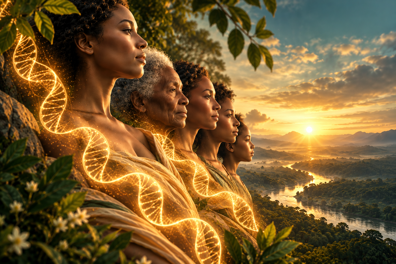 Generations of women representing the continuity of the maternal line